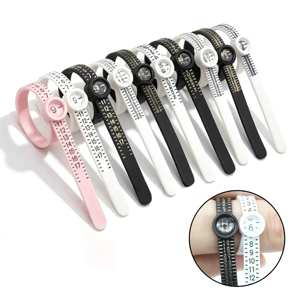 Adjustable Finger Measuring Tape Sizer With Magnifier Multi Standard US UK EU HK Japan Korea Reusable Jewelry Sizing Tool