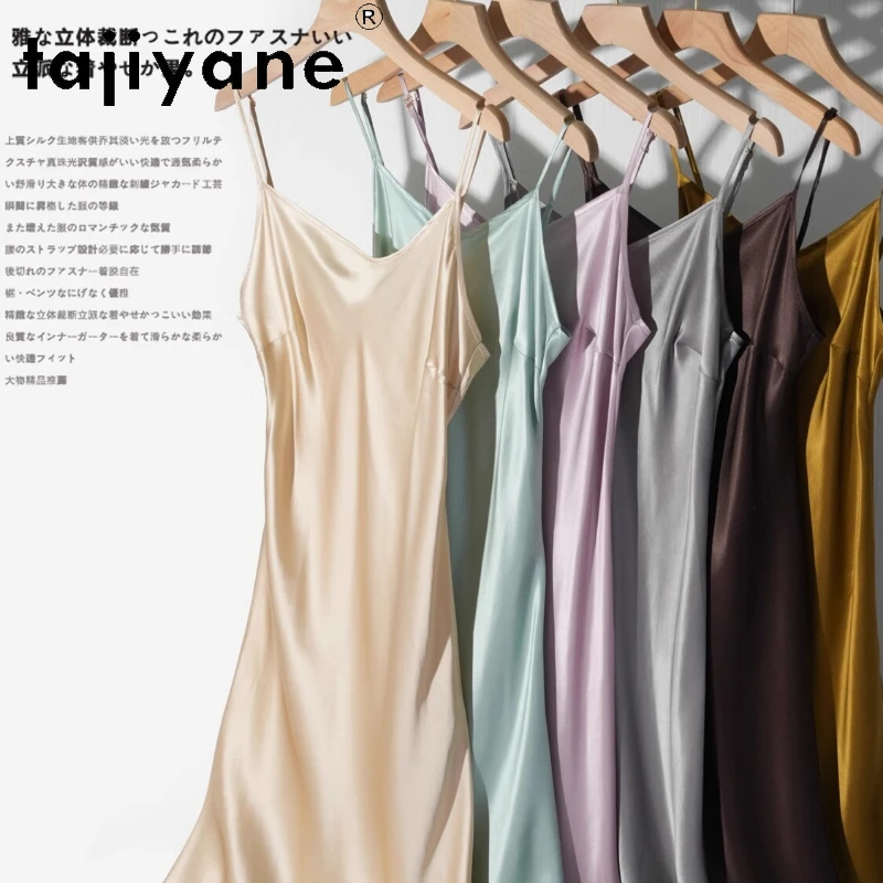 

Tajiyane 100% Mulberry Silk Early Spring New Silk Camisole Dress Sommerkleid Damen Robe Sexy Femme Robe Sexy Femme 빅사이즈 여성 의류