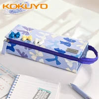 1 Uds Japón Kokuyo estuche para lápices serie Bow bolsa para bolígrafos 180 °   Caja de papelería de almacenamiento DIY abierta de gran capacidad, suministros escolares Kawaii