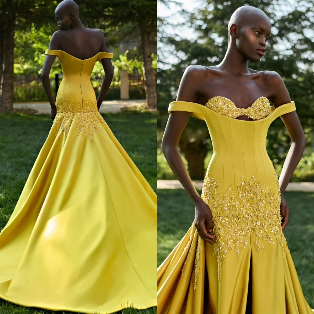 사용자 정의 섹시한 새틴 Strapless 이브닝 드레스 우아한 인어 댄스 파티 드레스 패션 구슬 장식과 크리스탈 특별 행사 가운