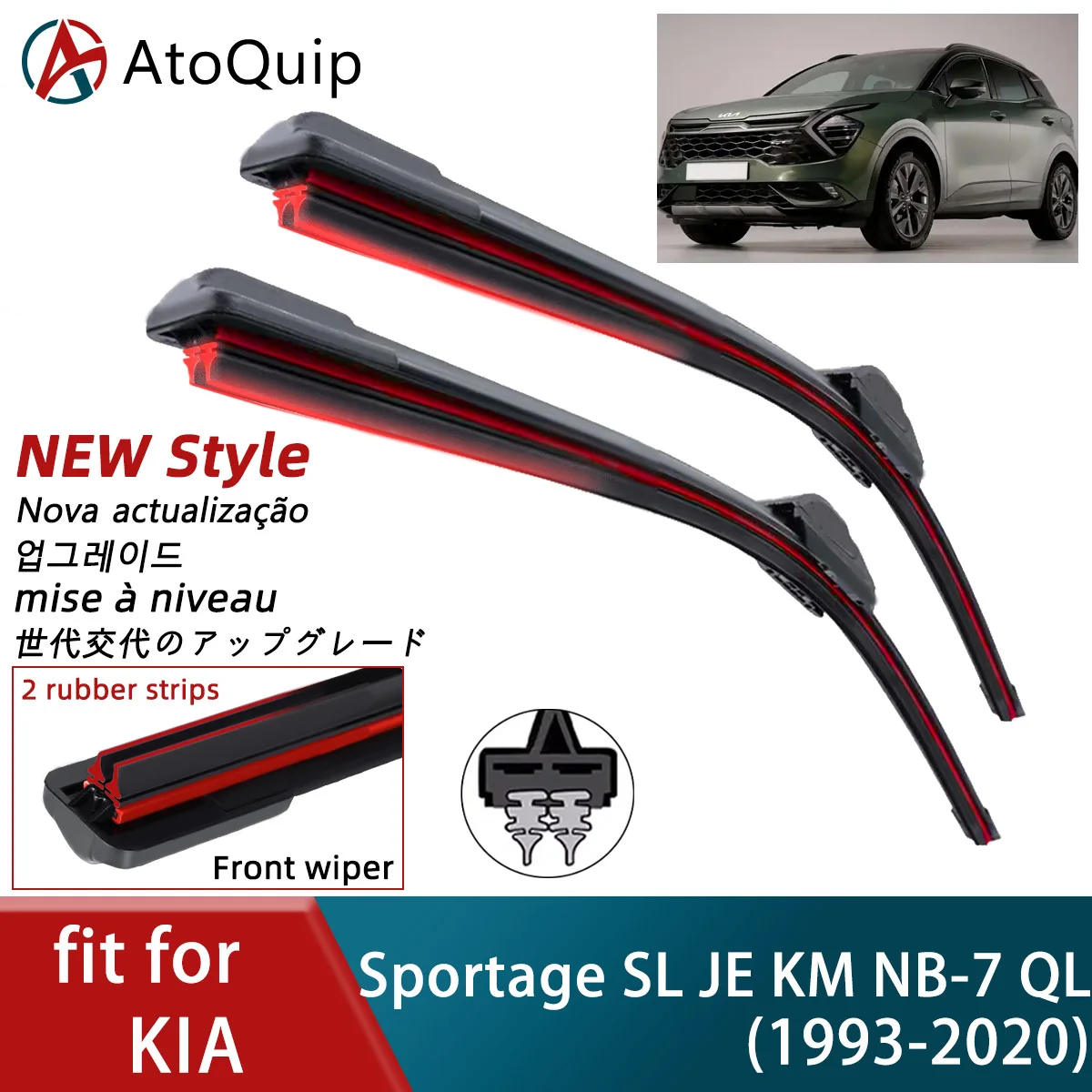 

Double Rubber Car Wipers for KIA Sportage SL JE KM NB-7 QL Front Blades Brushes Cutter Accessories Windscreen Wiper Parts