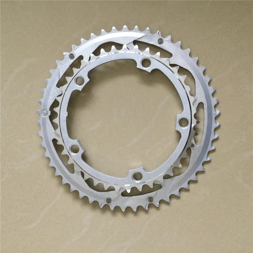 130 BCD 50T/39T Road Bicycle Sprocket Crown Double Plate Folding Bike Chain Wheel Chainwheel Alloy Silver Color