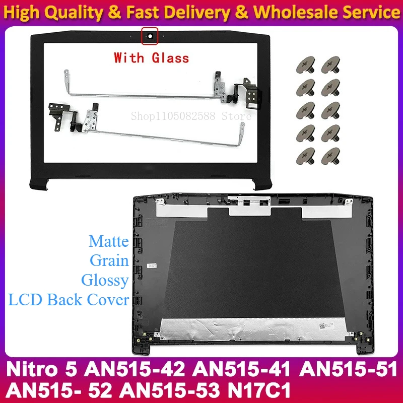 Nouvelle coque pour ordinateur portable Acer Nitro 5 AN515-42 AN515-41 AN515-51 AN515- 52 AN515-53 N17C1, couverture arrière LCD, charnières de lunette avant, couvercle supérieur