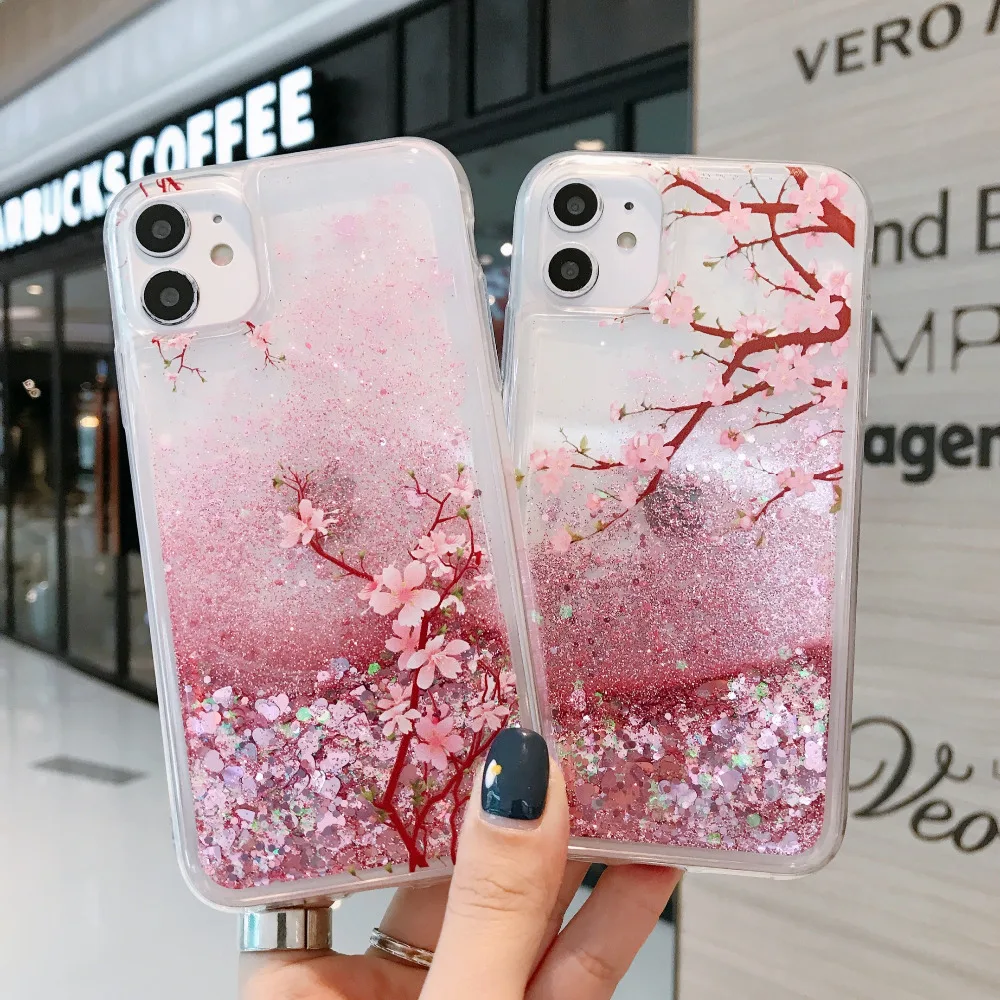 Rosa Flüssig-Quicksand-Hülle für Samsung Galaxy S24 S23 S22 S21 Plus S25 FE S26 Ultra A56 A55 Glitzer Blumen Bling Klare TPU-Abdeckung – Detail 6