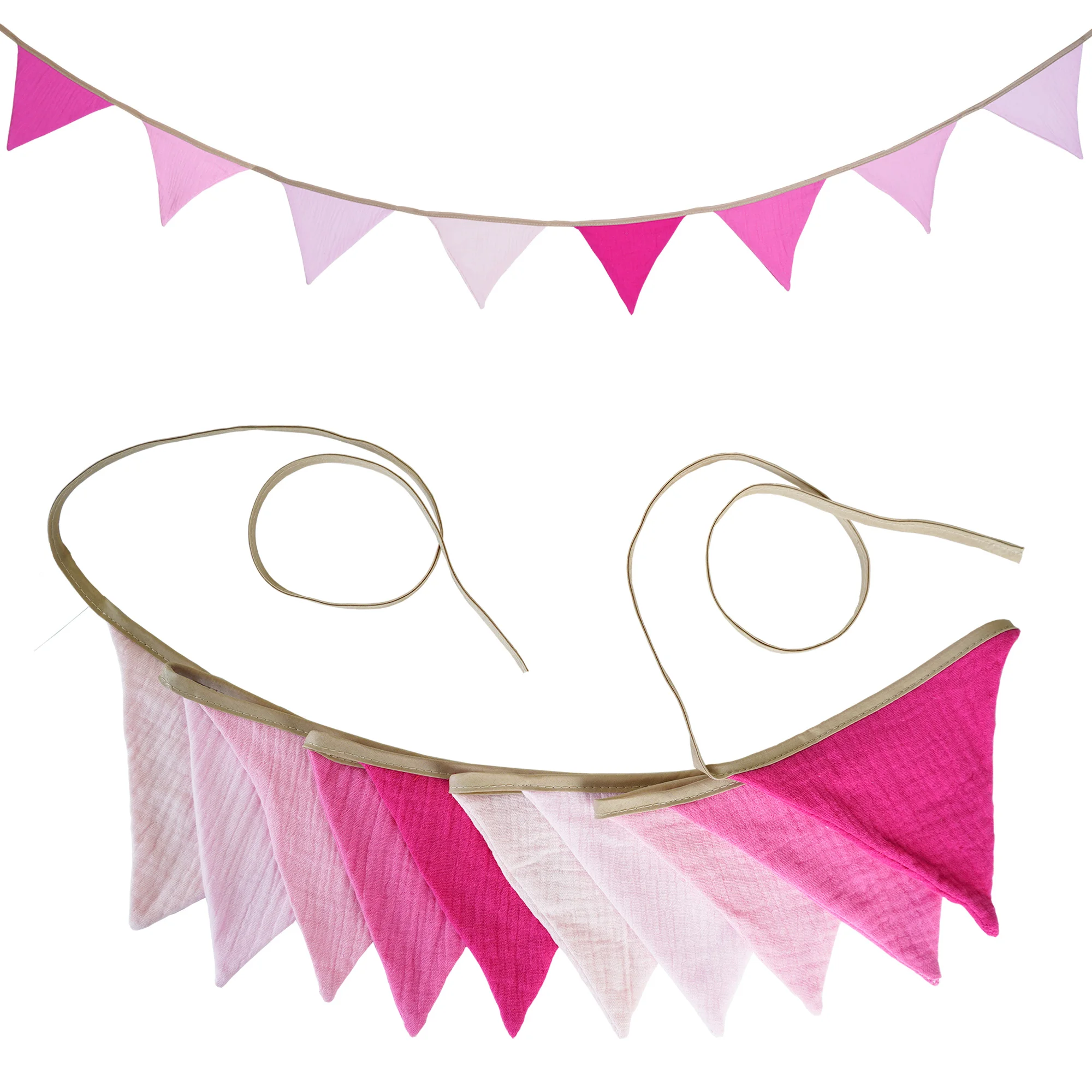2,6 m große Wimpelkette aus Stoff für Kinderzimmer, 10-Dreieck-Wimpel-Flaggen, Party-Dekoration, Banner für Zuhause, Babyparty, Karneval, Girlande