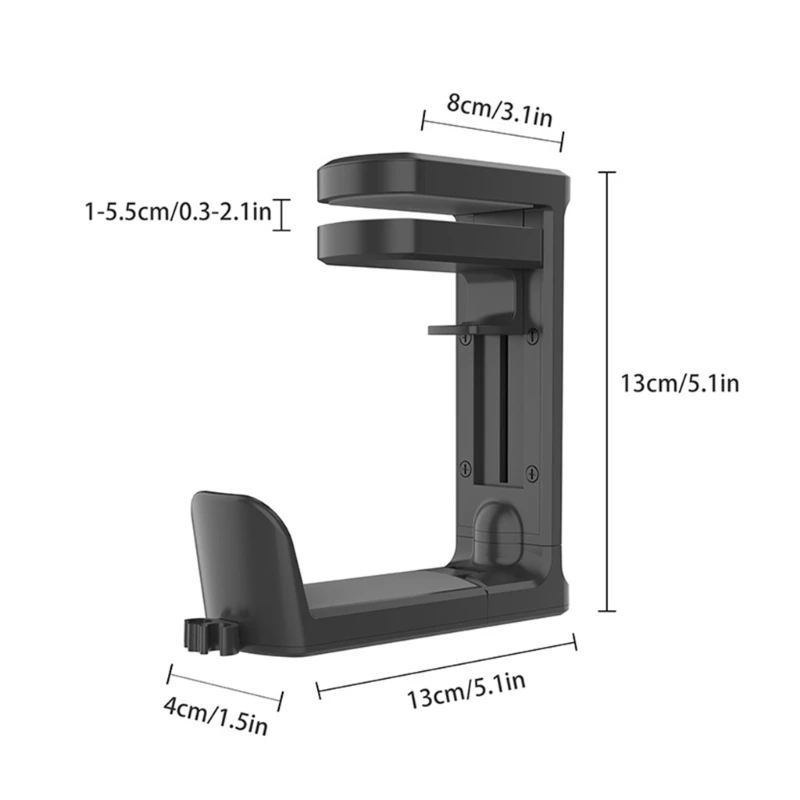 Desk Clamp Headphone Stand Space Saving Desk Headphone Hangers With Side Cable Clip And NonSlip Clamp Gaming Use