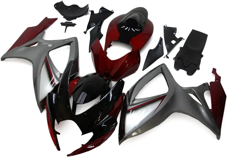فضي أسود أحمر ABS البلاستيك Fairings كاملة صالح لسوزوكي GSXR600 GSXR750 2006 2007 K6 06 07 GSXR 600 GSXR 750 دراجة نارية في