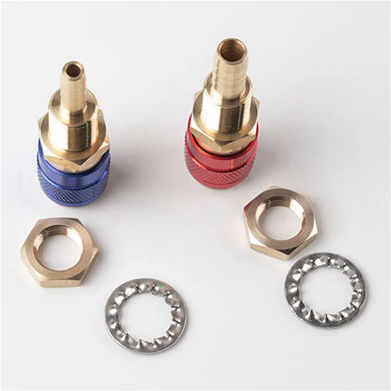 A71P 6 قطع 6 مم محول مياه الغاز المبرد بالهواء المبرد موصل سريع مناسب لقابس شعلة لحام MIG TIG، أزرق + أحمر