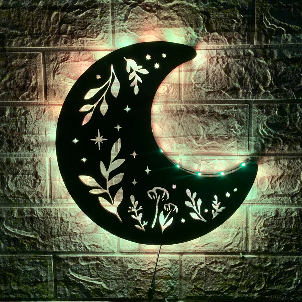 ZK50 Cool USB Moon Leaf Shape LED Wall Lamp Remote Control Color Changed Bedside Lamp Ambient Sign Lamp Halloween Decoration