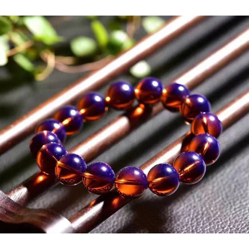 Dominican Violet Blue Amber Bracelet Men's and Women's Single Circle Buddha Bead Wax Amber Bracelet