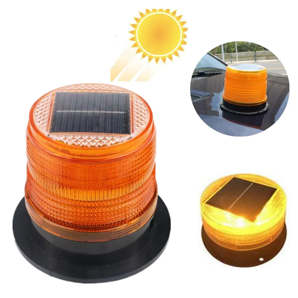 

Hot Solar Powered Warning Light Flashing Beacon Light Truck Car Roof Solar Magnetic LED Strobe Light Emergency Car Lamp 12-24V