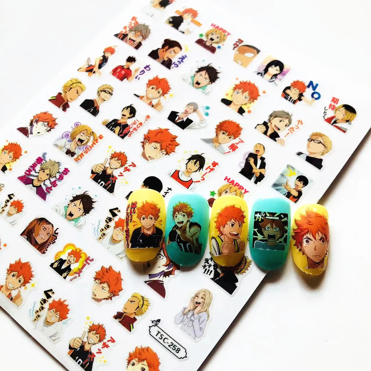 Neueste TSC-257-258 Haikyuu!! Serie Anime boy designs 3d Nail art Aufkleber Slider Decor Aufkleber zubehör