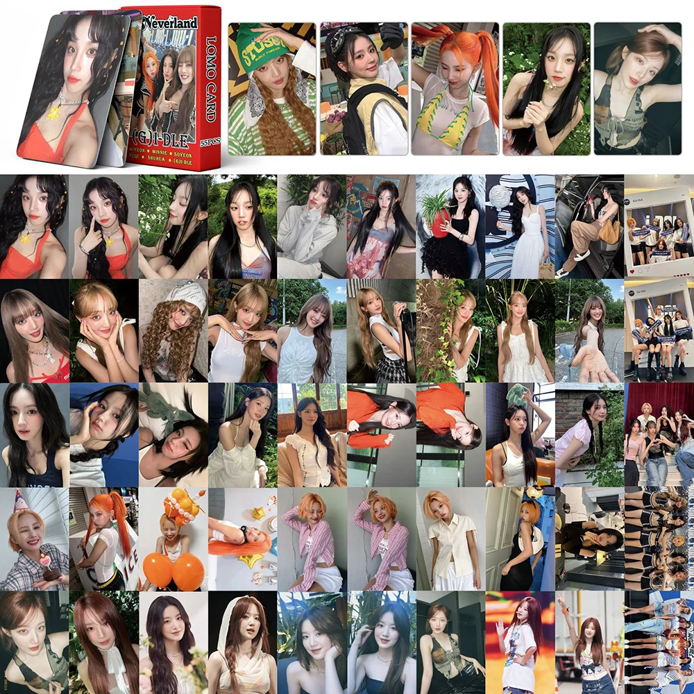 K-pop Lomo Cards Album para meninas, G, I-DLE, eu queimo cartão fotográfico, cartão postal, eu queimo, presente para fãs, 55pc set