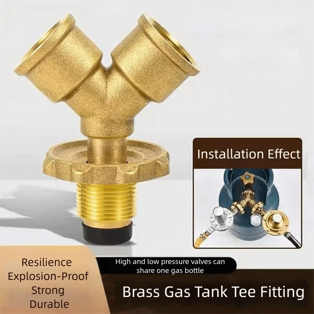 Brass Valve Fittings Y-shaped with switch Three way valve 4-point Fire stove diversion Gas tap changer Liquefied gas tank