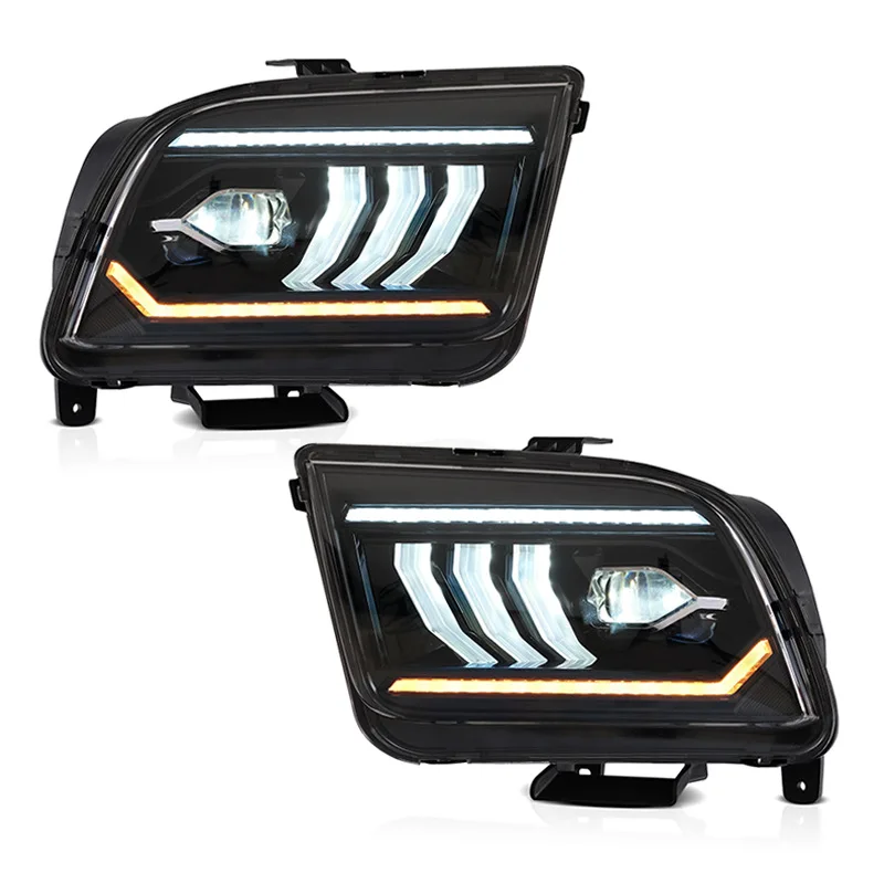 Car Accessories Headlight Assembly For Ford Mustang 2005-2009 LED Daytime Running Light Dynamic Streamer Turn Signal Indicator