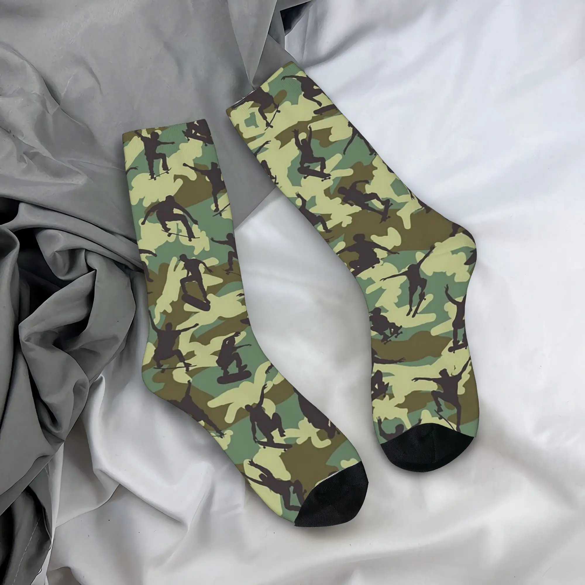 Skater Camo WOODLAND Socks Harajuku High Quality Stockings All Season Long Socks Accessories for Unisex Gifts