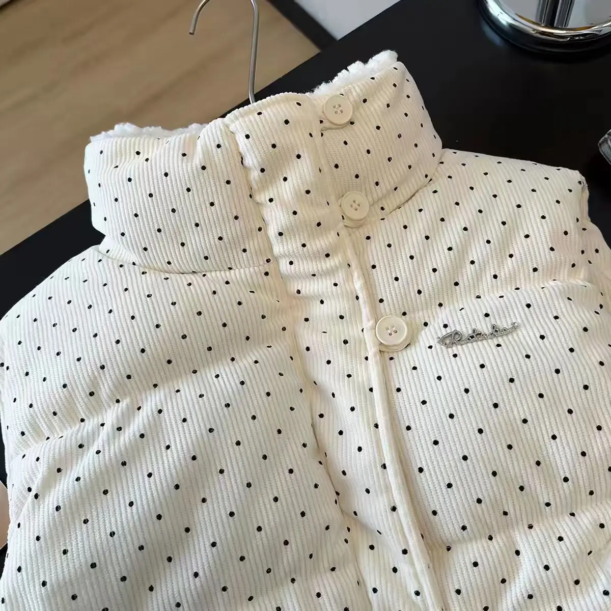 Fall Winter Korean Versatile Sweet Polka Dot Parkas Vest Petite Japanese Warm Fashion Sleeveless Casual Cozy Trendy Soft New