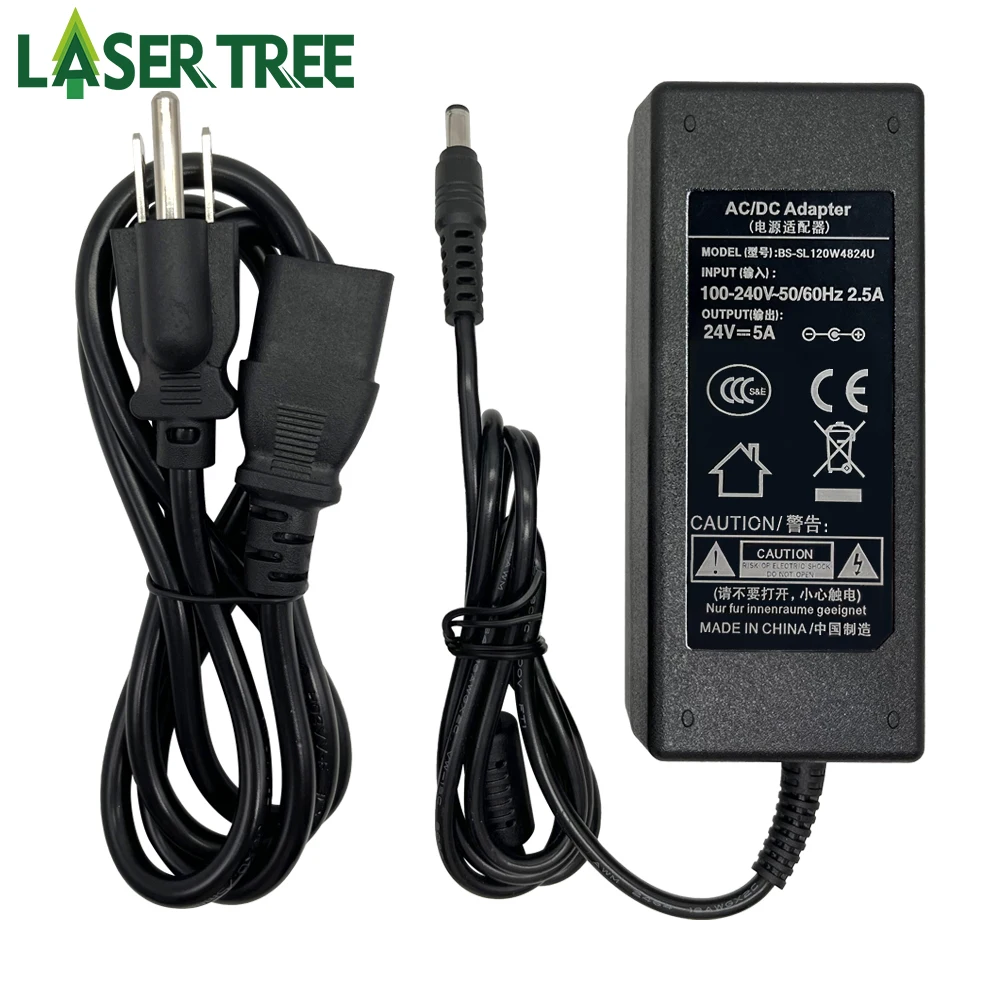 LASER TREE 12V 24V EU / US Plug Power Adapter for Laser Module Engraver Head Air Pump Wood Working Tools and Accessories