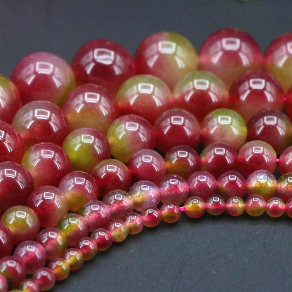 

4/6/8/10/12/14mm Watermelon Crystal Chalcedony Jasper Round Beads For Jewelry Making DIY Necklace Bracelet Wholesale And Retail