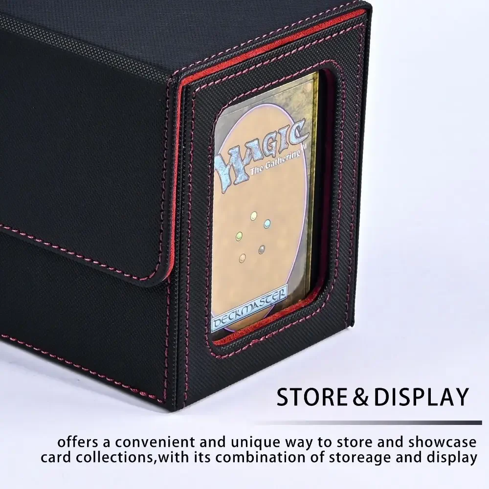 Organizador de Cartas de Jogo com Janela de Exibição, Estojo para Cartas com Capa Individual, Caixa de Armazenamento de Cartas Colecionáveis, Protetores de Couro PU, Recipiente