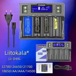 Liitokala Lii-D4XL CH2 Rechargeable Battery Charger,3.7V 18650 18350 18500 21700 26650 1.2V  AAA 9V LCD Display Battery Charger