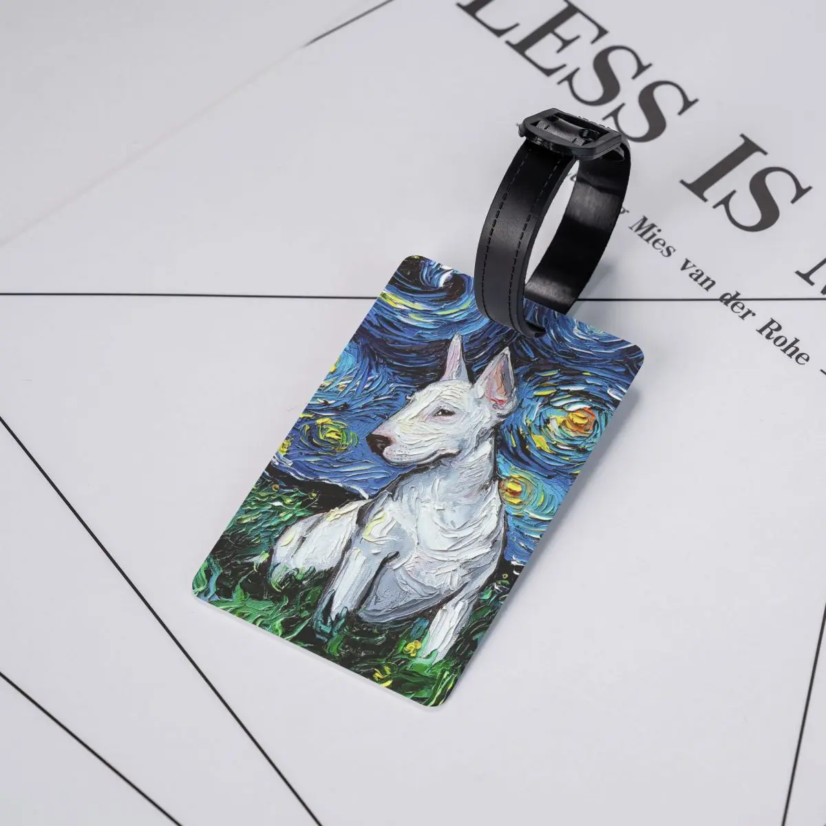 Starry Night Bull Terrier Dog Luggage Tag for Suitcases Cute Pet Lover Baggage Tags Privacy Cover Name ID Card