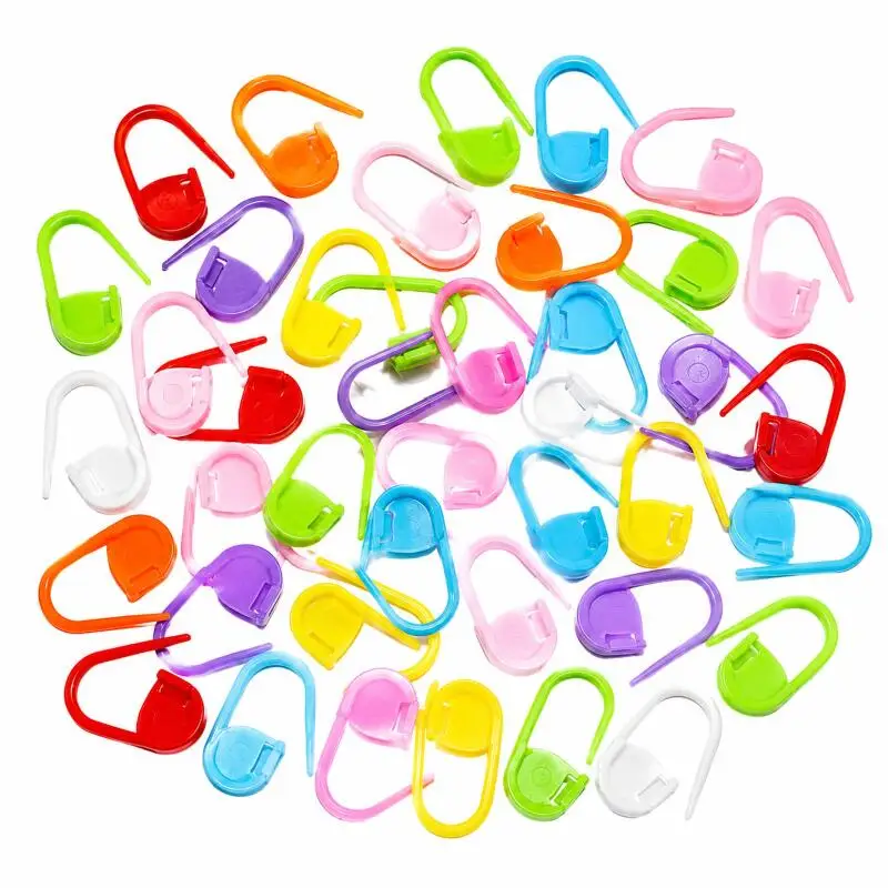 50-200 Stück, gemischte Farben, kleine Kunststoff-Resin-Clips, Strick- und Häkelmarkierer, Nadelclips, Häkelhaken, Nähzubehör, Werkzeug – Detail 2