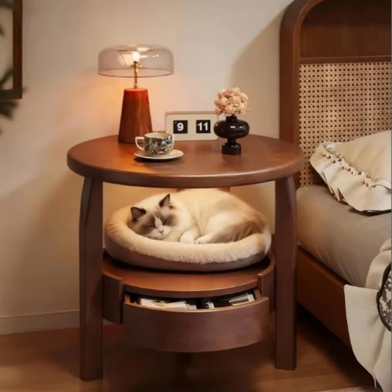 All solid wood antique style bedside table household bedroom bedside table
