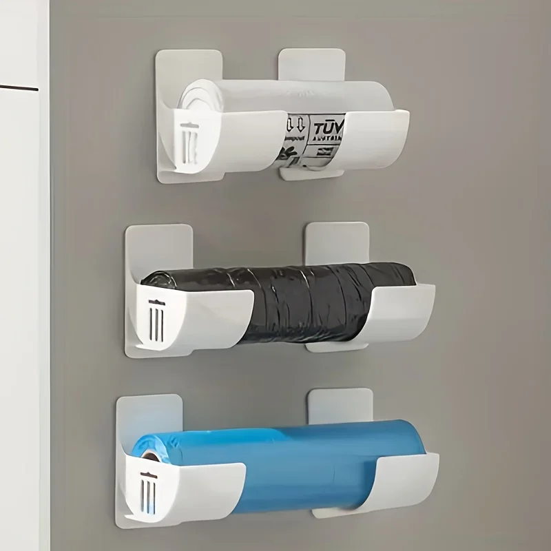 

Organizer Holder Punch-Free Trash Bags Storage Rack Plastic Bag Film Container for Kitchen Storage and Organization