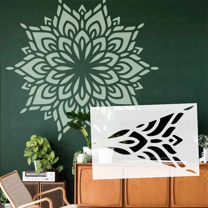 

Трафарет 90-130 см для рисования стен, декора, гипсовый шаблон для покраски мебели, огромная гигантская мандала, круглый цветок лотоса S262