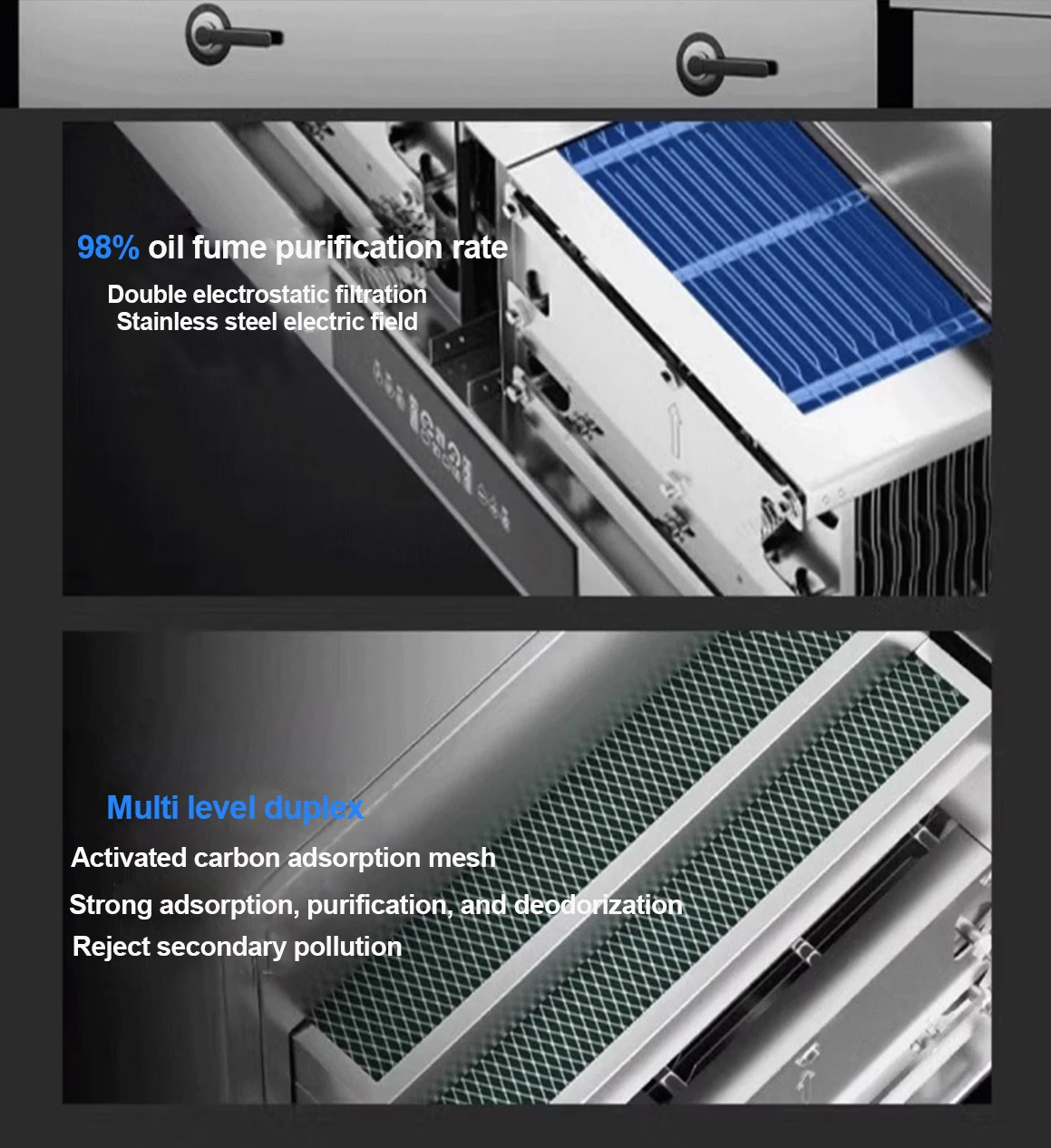 Customized OEM 201/304 Stainless Steel Commercial Kitchen Range Hood CE/ISO Certified Ventilation Smart Ductless Range Hood