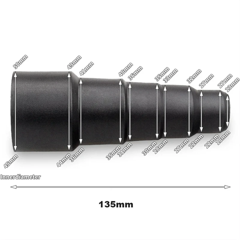 Vacuum Attachment Adapter 50/42/34/30/23Mm Black Soft Rubber Round Suction Hose Converter Dry Wet Use