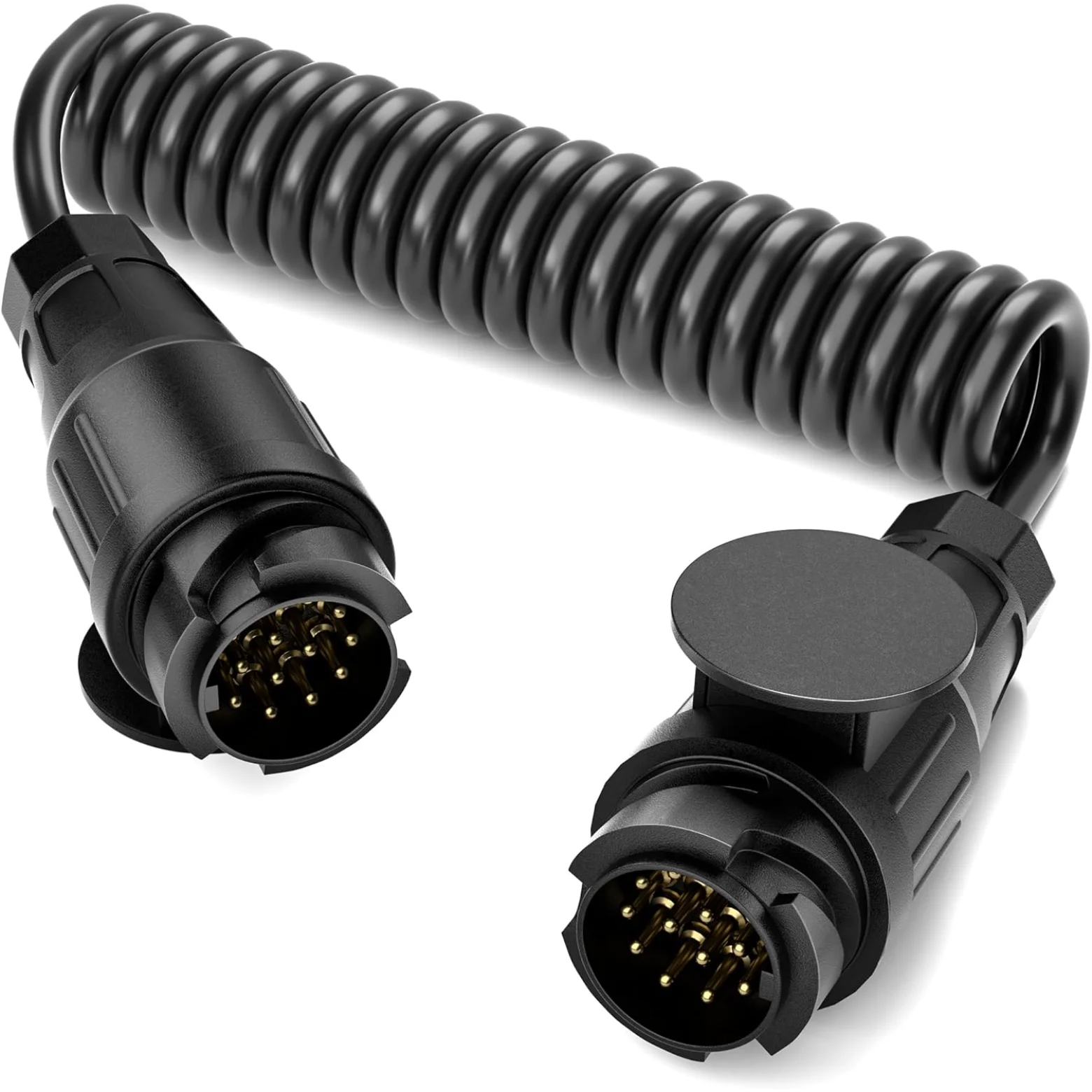 

13 Pin Caravan Trailer Spring Cable 2.8m Heavy Duty Coiled Extension Lead for Towing Electrics, EU Plug