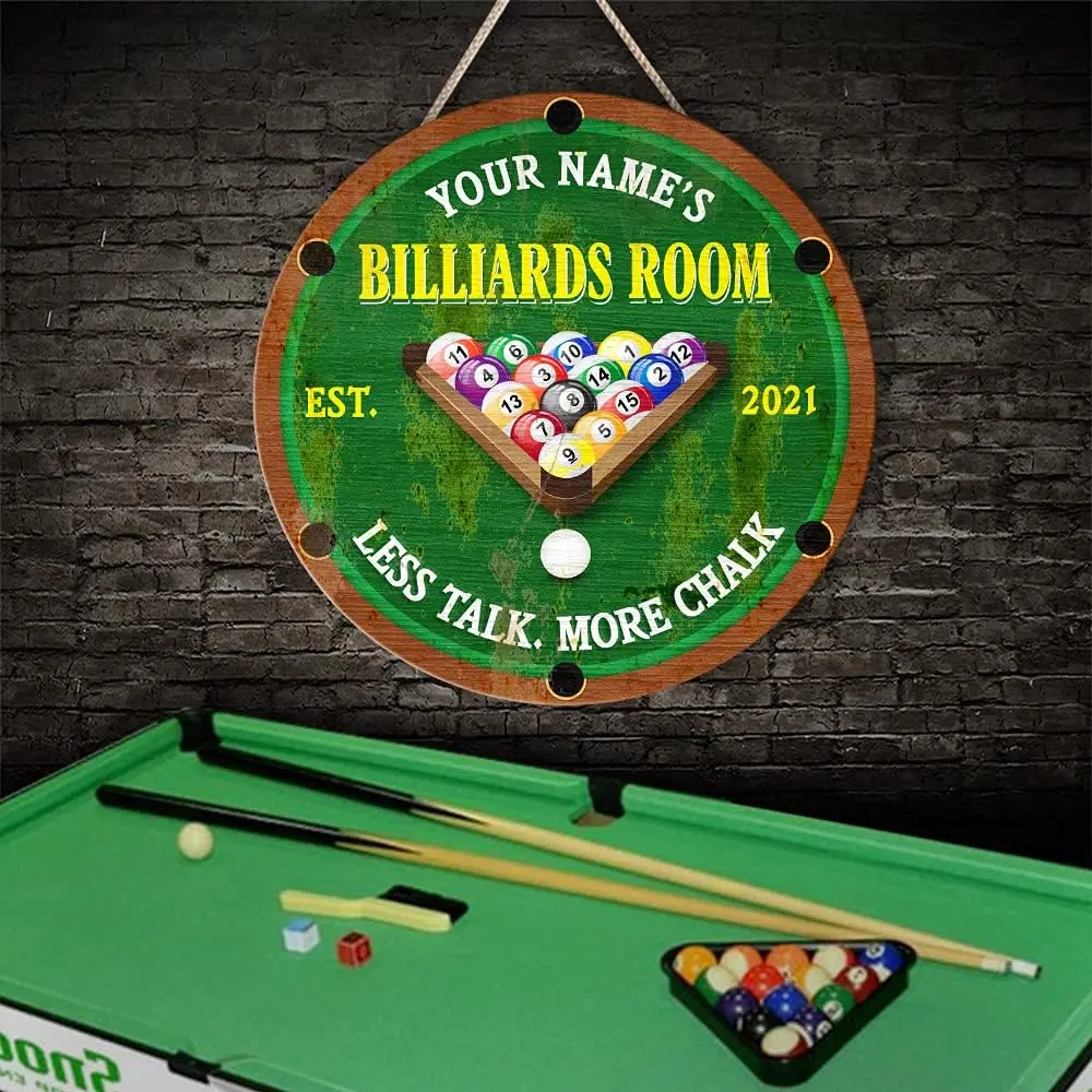 Custom Name Billiards Lounge Bar Pool Wooden Sign 12in Wall Art Plaque Pool Table Room Decorations Poker Dart Recreation Room