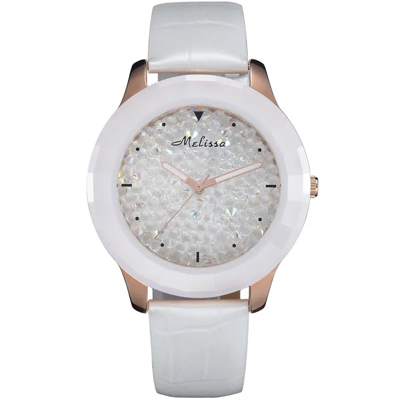 Ceramic Lady Women's Watch Hours Japan Quartz Fashion Real Leather Bracelet Luxury Girl's Birthday Gift Melissa Box