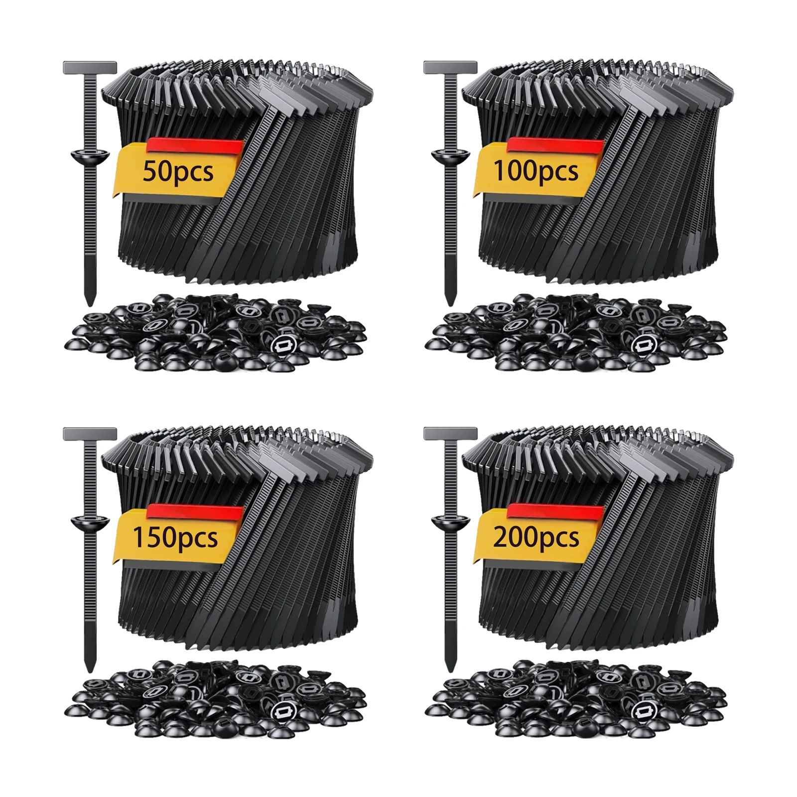 

50/100/150/200pcs Universal Cable Tie Buckle with Pin & Button Design Plastic Cable Ties Tool for Car Daily Repair Bumper Clips