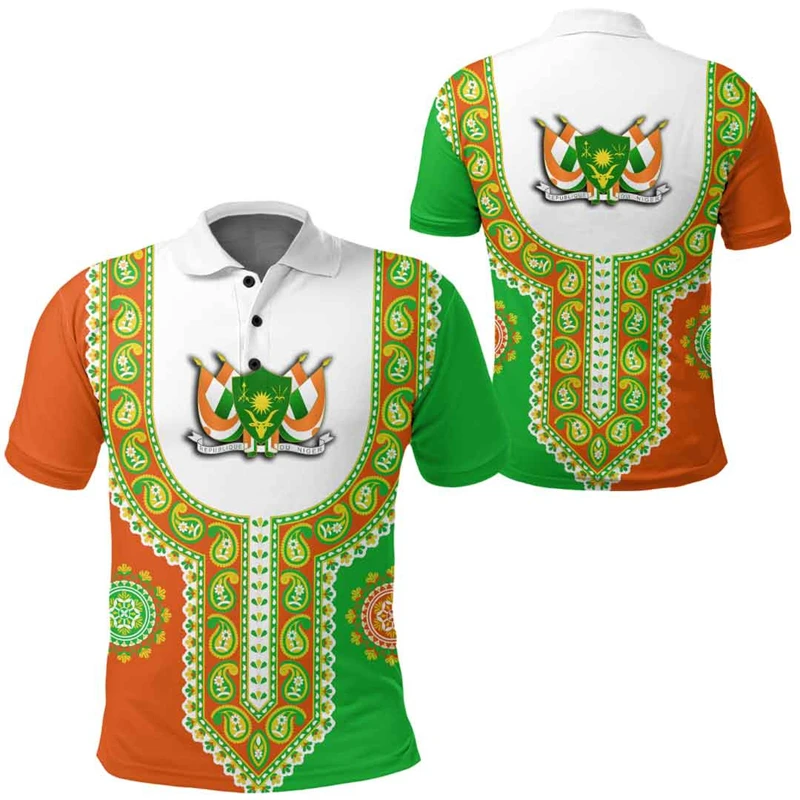 Niger Flag Map 3D Print Polo Shirts For Men Clothes Africa Boy Short Sleeve POLO Shirt Coat Of Arms Jersey National Emblem Tops