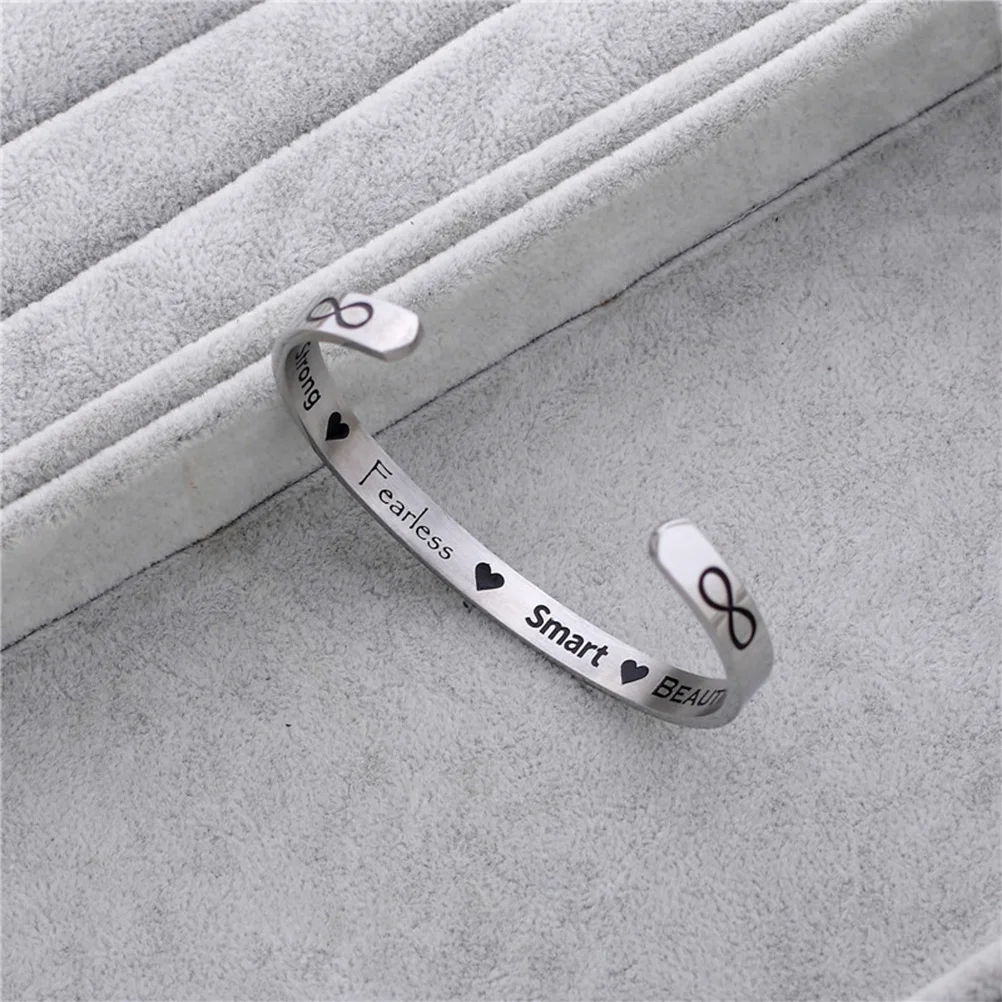 

Titanium Steel Bracelet 6mm Durable Lightweight Opening Comfortable Surface Fashion Letter Bangle Wrist Chain for Man Woman