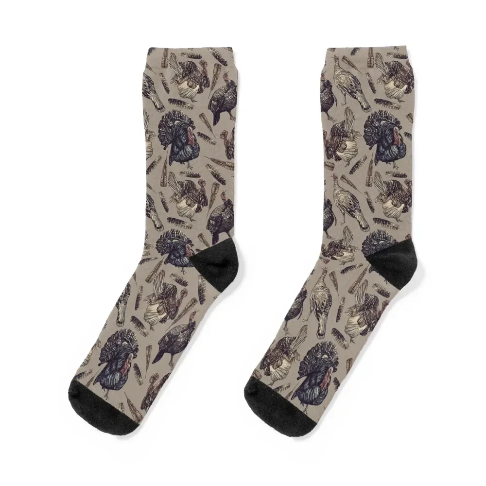 

Turkey Love Sepia Socks custom designer heated with print Boy Child Socks Women's