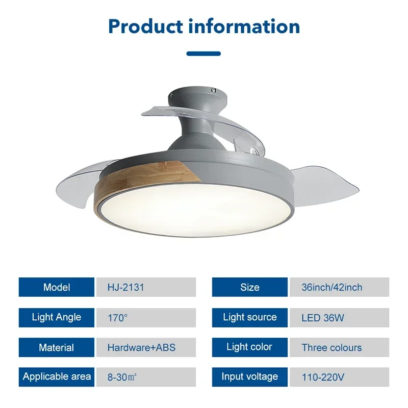 Imagem -03 - Lâmpadas Led Invisible Fan Luz Pingente Moderna e Minimalista Doméstica Quarto e Sala de Estar Jantar e Estudo 36 Pol 42in