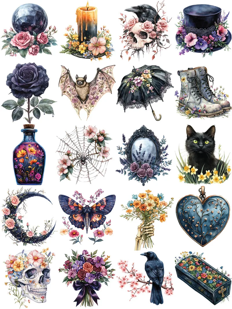 Pegatinas de objetos góticos, manualidades y pegatinas para álbum de recortes, juguetes para niños, pegatinas decorativas para libros, papelería DIY