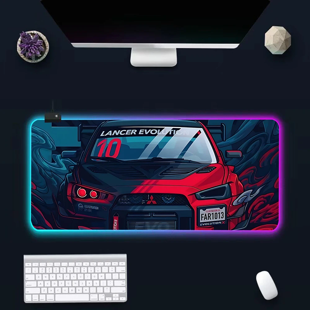 Rally Sports Racing JDMS GTRS RGB Pc Gamer Keyboard Mouse Pad Mousepad LED Glowing Mouse Mats Rubber Gaming Computer Mausepad