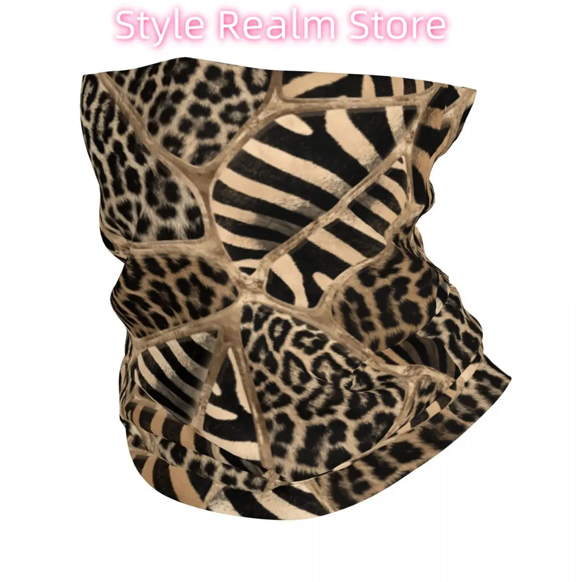 

Custom Animal Print Bandana Winter Neck Warmer Men Windproof Wrap Face Scarf for Hiking Leopard and Zebra Gaiter Headband