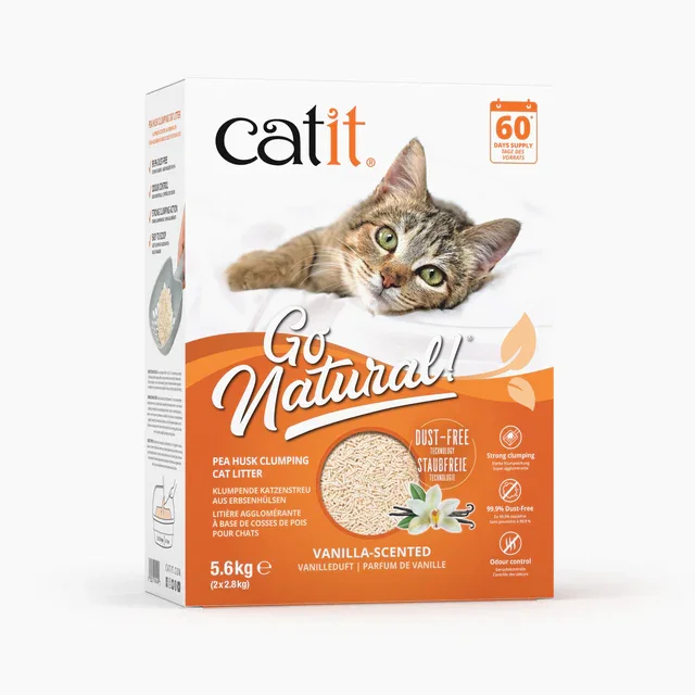 Catit Go Natural! Arena para Gatos Aglomerante de Cascara de Guisante - Vainilla