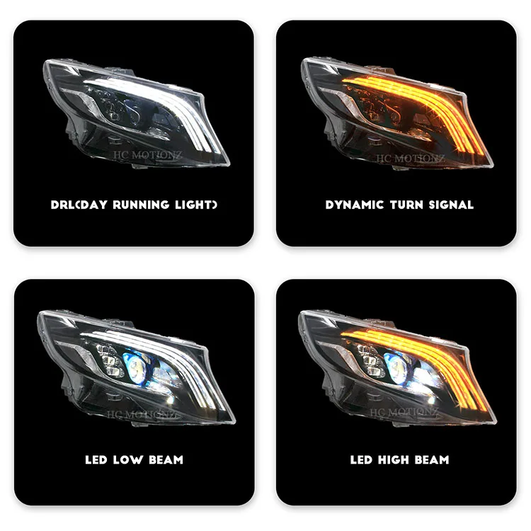 HCMOTIONZ Factory W447 Metris 2014-2020 Front Light LED Assembly DRL Start up Animation Headlights for Vito