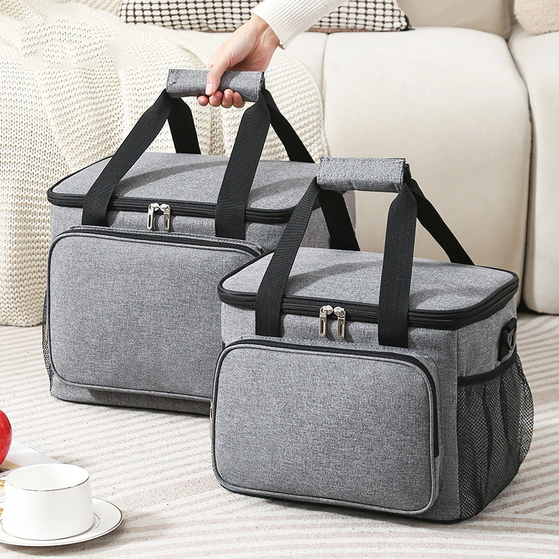 New Thickened Oxford Cloth Leakproof Tote Cooler Lunch Bag Box Large Portable Picnic Storage Bags with Shoulder Strap