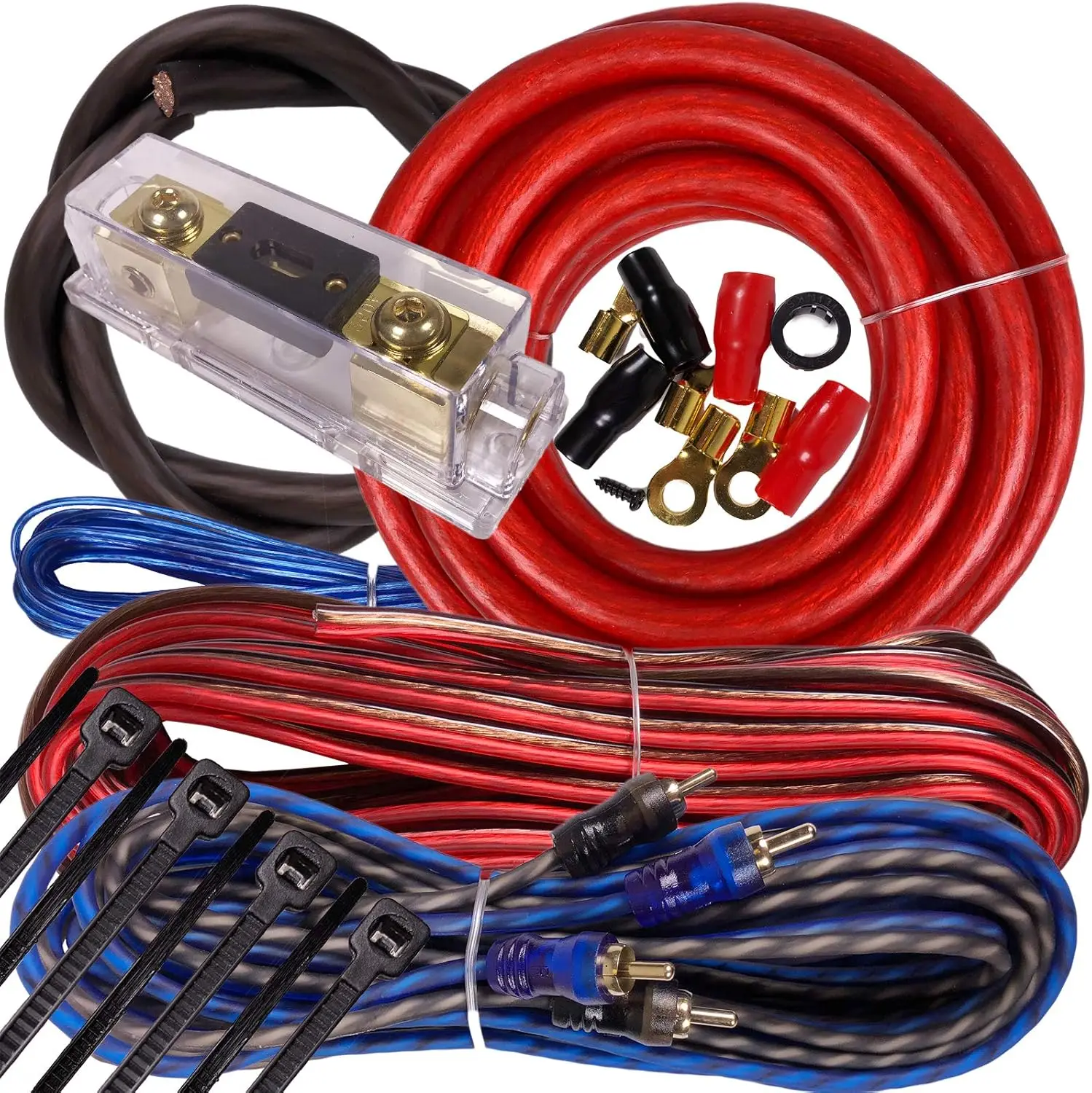 

3000W 4 Gauge Amp Wiring Kit BGR-KIT4-R-PK2 Red for Car Truck Motorcycle RV ATV Installer DIY