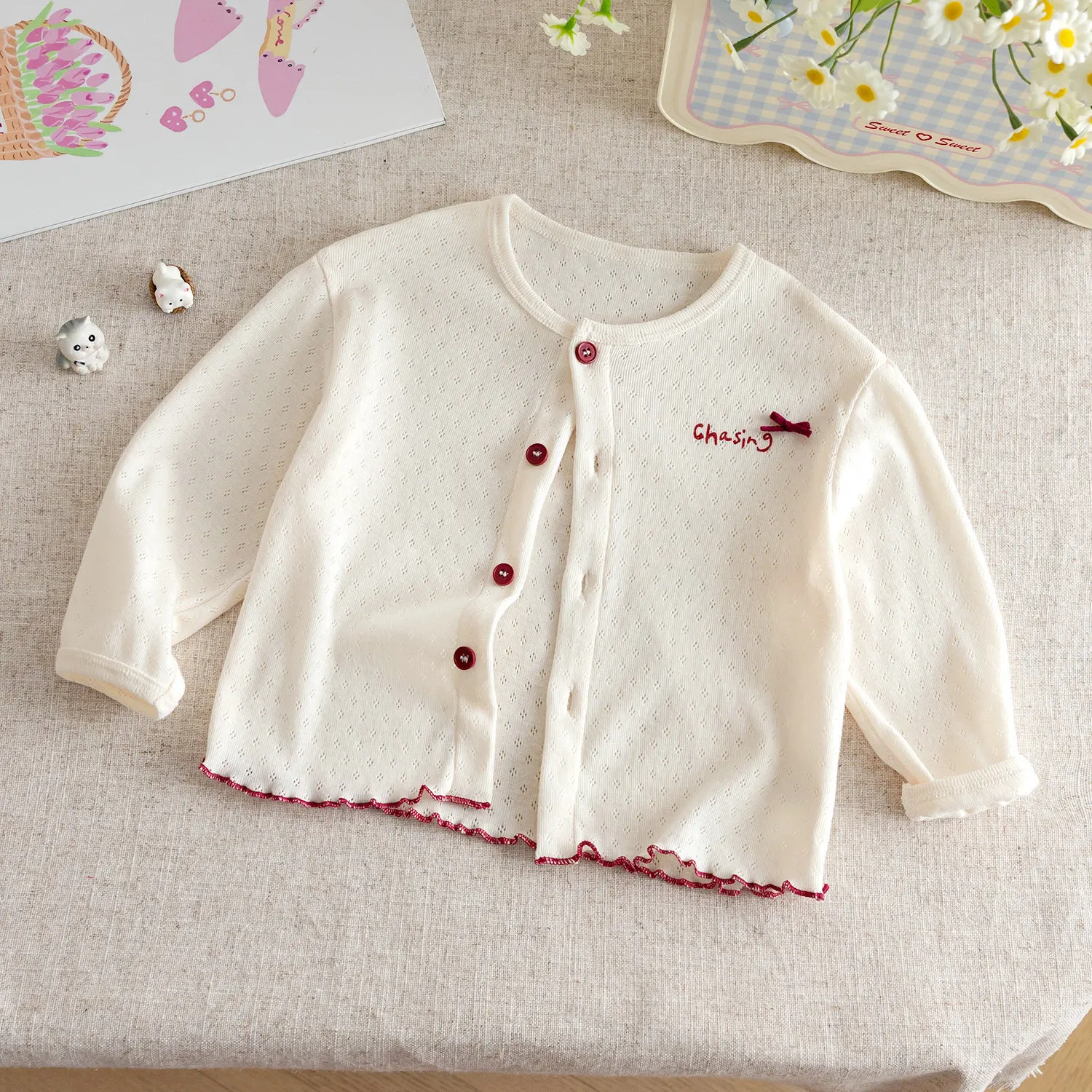 Children's Air Conditioning Shirt Summer Girls' Hollow Out Breathable Thin Cardigan Casual Outdoor Sunscreen Clothes