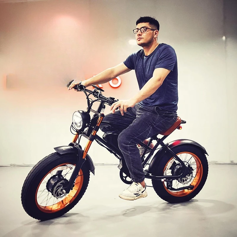 Fast mph Dual Motor  Electric Bicycle Ebike Fat Tire Beach Electric Cafe Racer Electric Bike