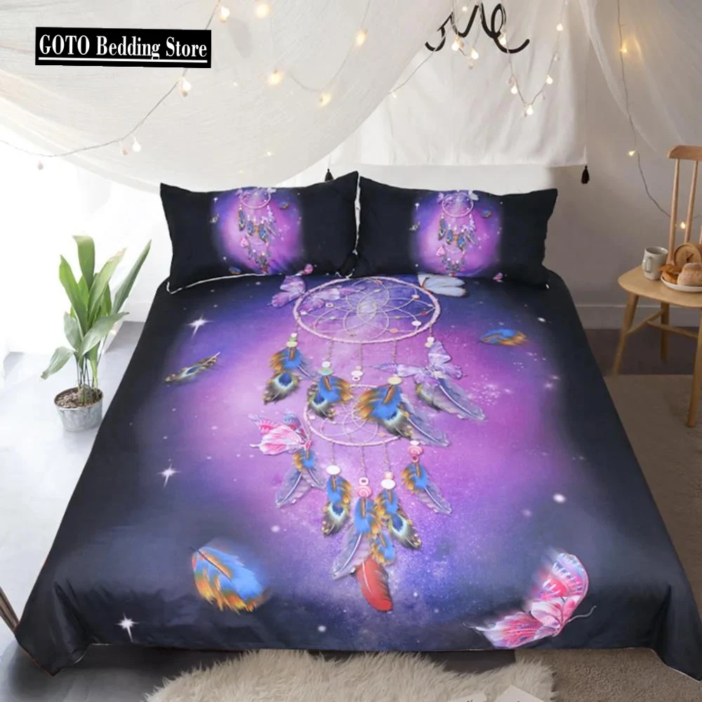 

Bed set Dream Catcher Feather Bedding-set Wind Chimes Duvet Set Quilt Cover Bedroom Set Home Textiles Bedclothes Ropa De Cama